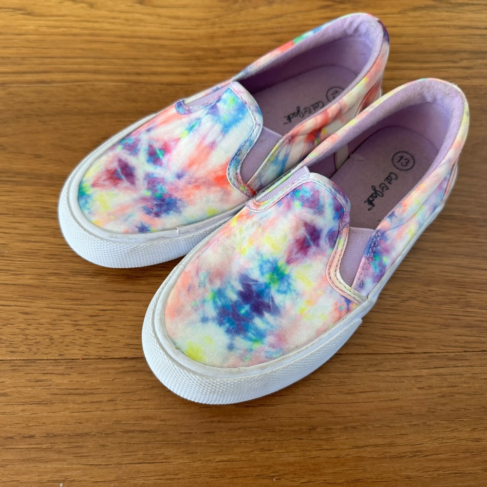 Cat & Jack Pink and Blue Sneakers Slip-On Canvas